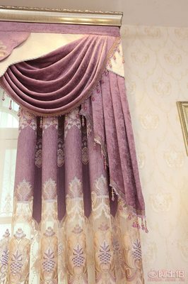 米瀾布藝 歐式客廳臥室紫色雪尼爾繡花窗簾布，廠家直銷打造家居藝術(shù)